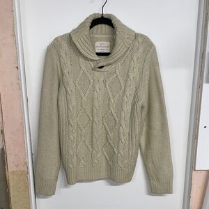 Cable Knit Cowl Neck Sweater - Cream